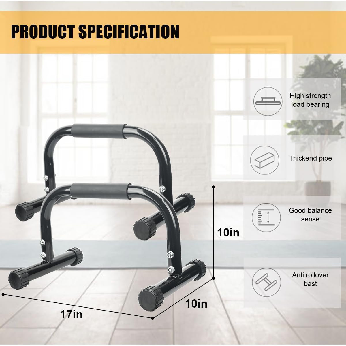 AmazeFan Parallettes Bars, Push Up Bars Strength Training for Handstands, Full Planche & Dips, Calisthenic, Gymnastic, [16.6x10x10in] Push Up Stands Handle for Floor Workouts Calisthenics Equipment