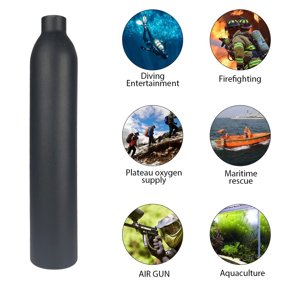 HuanQiuSensmart 4500psi PCP air Tank, Aluminum Compressed air Paintball Bottle, refillable high-Pressure Paintball Tank, with Thread M18*1.5 for Scuba Diving, etc. (Empty Tank/0.45L)
