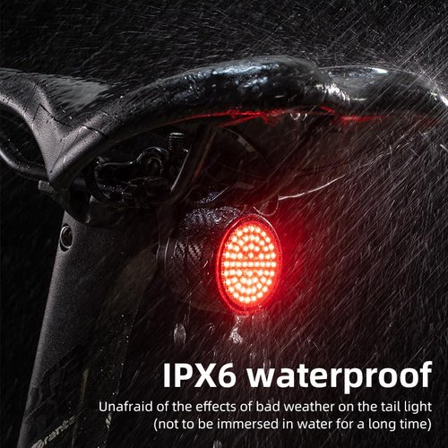 Smart Bike Tail Light with Brake Sensor - 13 LED Patterns Rechargeable Rear Bicycle Light, IPX6 Waterproof Bike Back Light for Night Riding (2 Mounts Included)