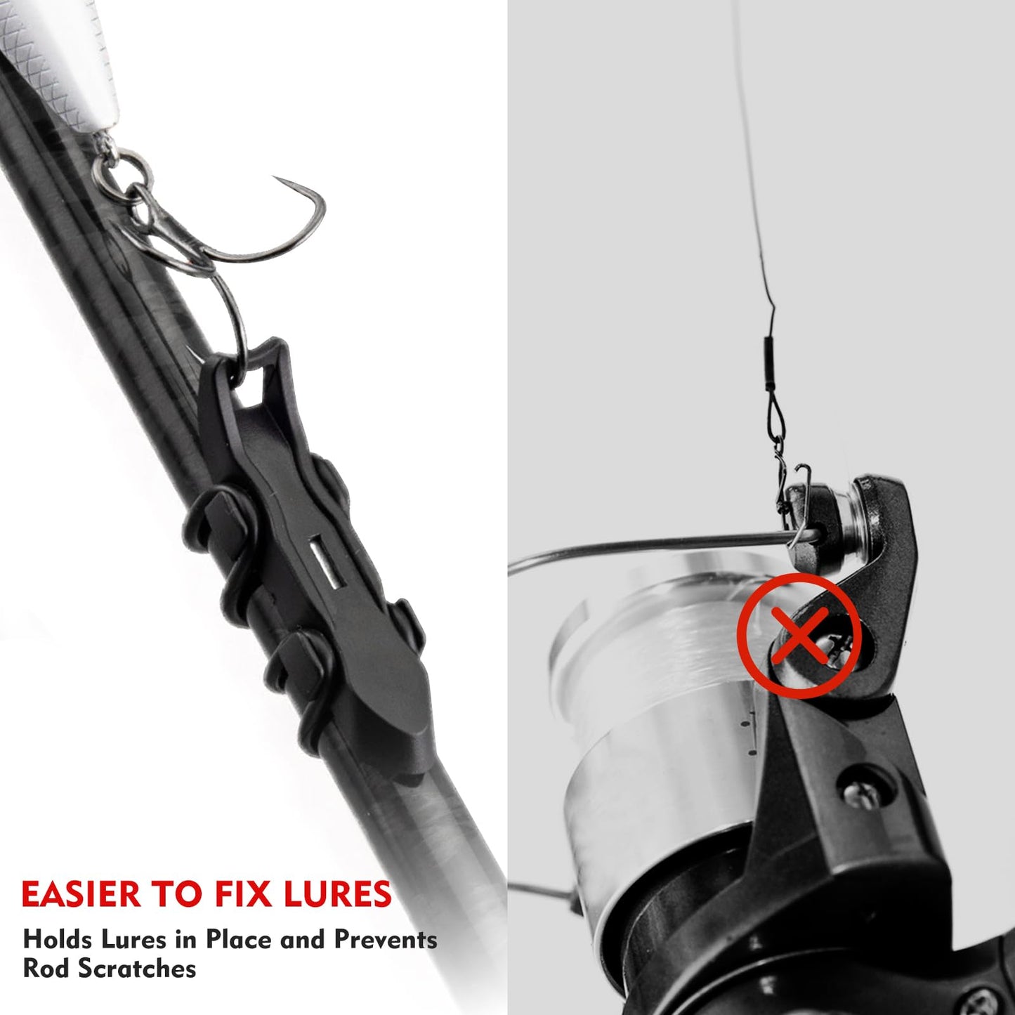 Hook Keeper for Fishing Rod, [4Pcs] Magnetic Fishing Hook Keeper, HK2F Fishing Bait Holder with 2 Sizes Rubber Rings, Fishing Hook Holder Quick Installation