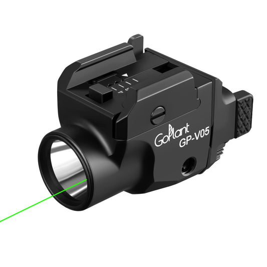 1500 Lumens Compact Weapon Laser Light, Aircraft Grade Aluminum Pistol Light, Adjustable Rail-Mounted Handgun Light and Green Laser Combo (Black)