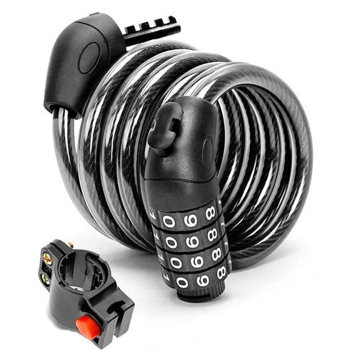 Hidoes Premium Bike Lock, 48 Inches Bike Cable Lock, Durable 4 Digit Resettable Combination Coiling Bicycle Lock, Heavy Duty Anti Theft Cable Locks with Mounting Bracket, 1/2 Inch Diameter