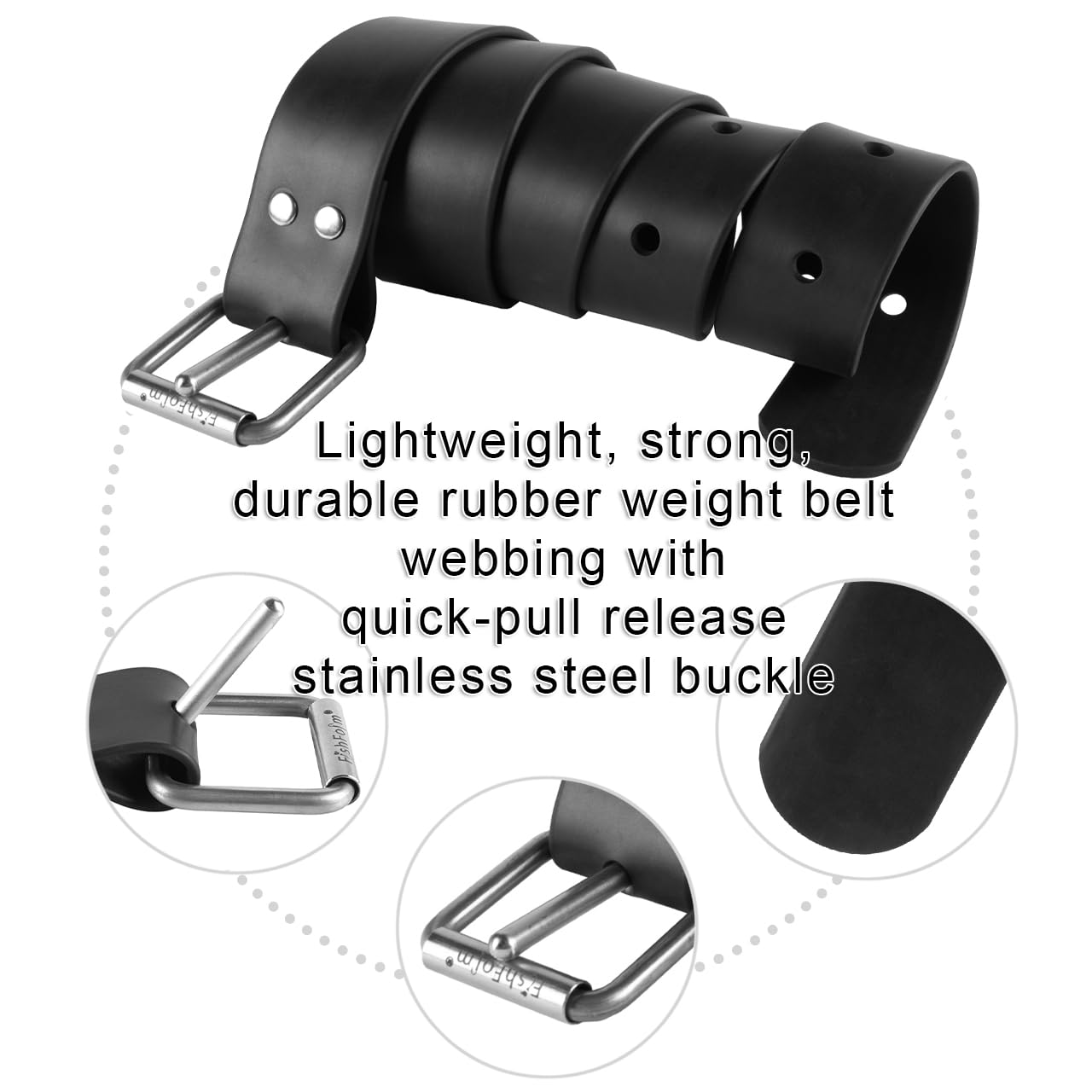 FishForm Spearfishing Scuba Free Diving Marseille buckle Rubber Weight Belts (2 cholnitene) 59" - 1.5m