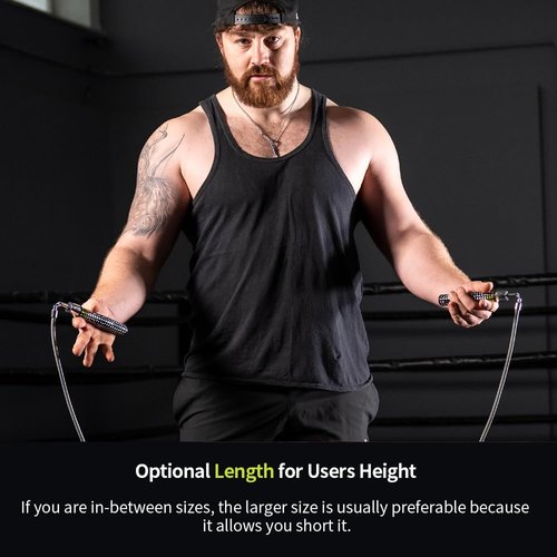 Hererope Weighted Jump Ropes for Men & Women, 1LB Jump Rope Weighted With Ball-bearing, No-Slip Grip, Durable Steel Cable, Heavy Jump Rope Designed for Fitness, High-Intensity Strength Workouts, crossfit