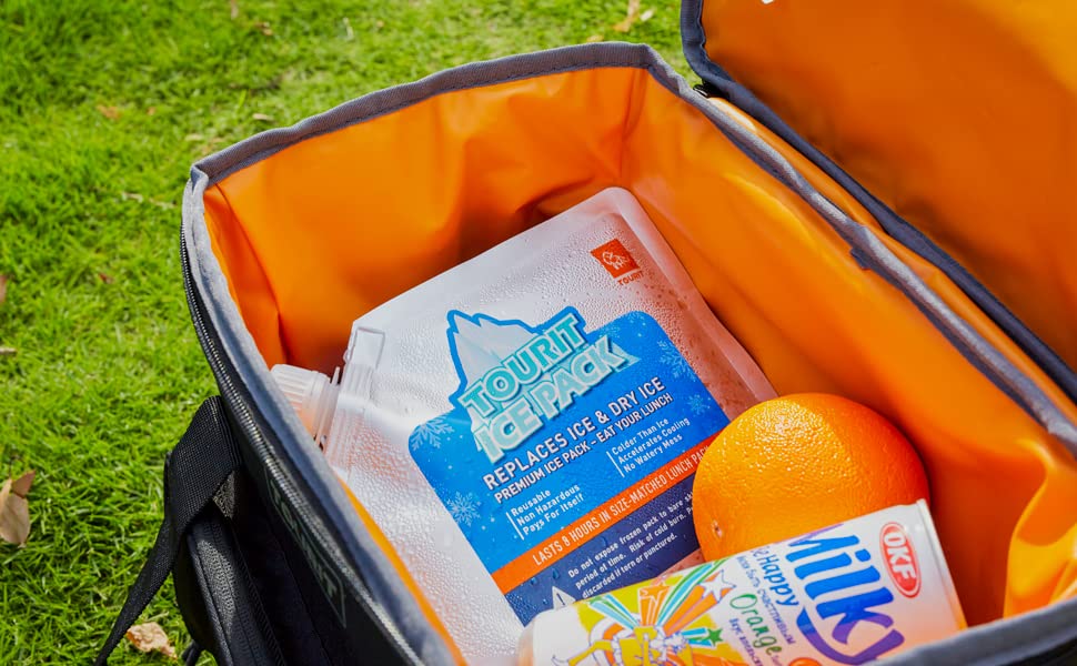 TOURIT Double Deck Insulated Lunch Bag Expandable with Reusable Ice Packs for Coolers Long Lasting