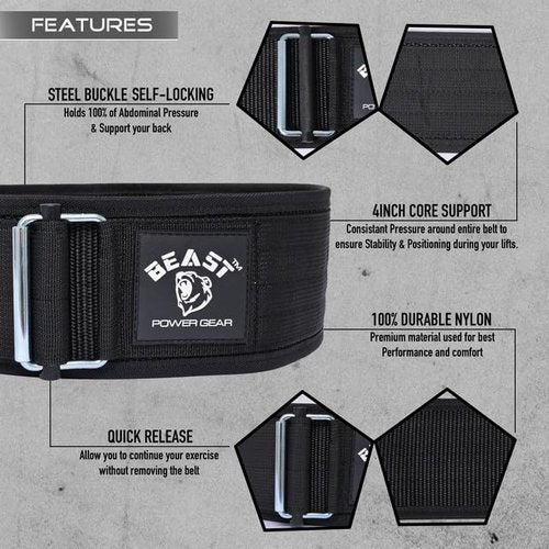 Self Locking Gym Belt Weight Lifting Belts For Men 4 Inch Weight Belt for Men with Metal Buckle Weight Lifting Belts for Women, Bodybuilding, Powerlifting & Weightlifting Belt