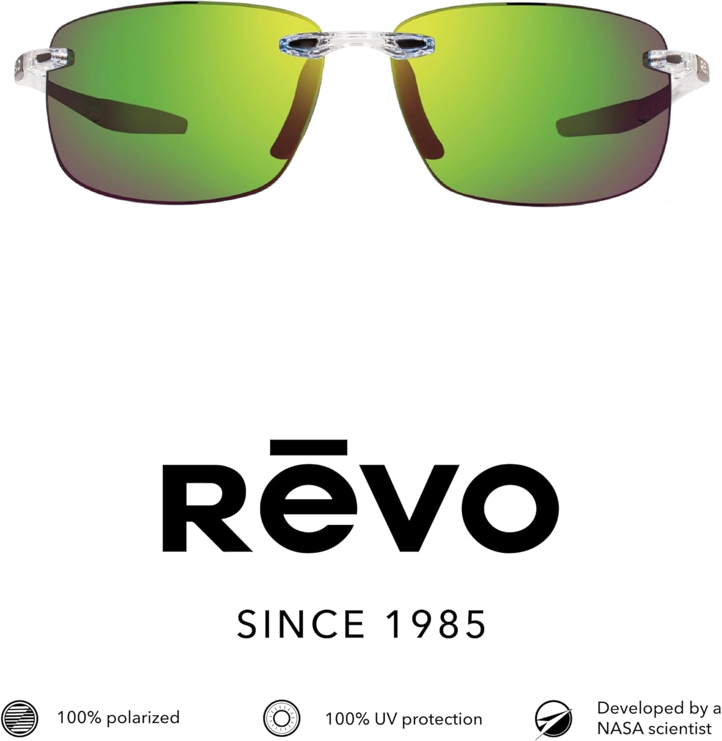 Polarized Rimless Rectangular Revo Descend N Sunglasses - Stylish UV Protection