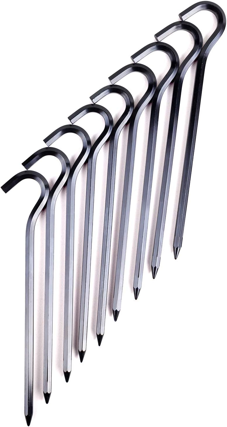 Tent Pegs - Aluminium Tent Stakes Pegs with Hook - 7’’ Hexagon Rod Stakes Nail Spike Garden Stakes Camping Pegs for Pitching Camping Tent, Canopies