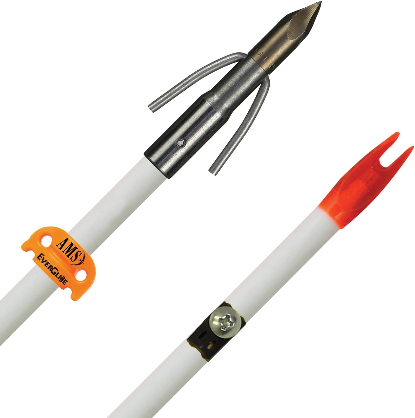 AMS Bowfishing Fiberglass Arrow with Chaos FX Point & EverGlide Safety Slide - White