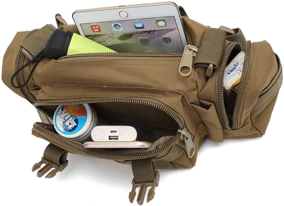 3P Military Duffel Waist Bag, Molle Bicycle/Motorcycle Waterproof Fanny Packs Camera Bag Camo EDC Utility Pouch Crossbody with Shoulder Strap Hand Carry