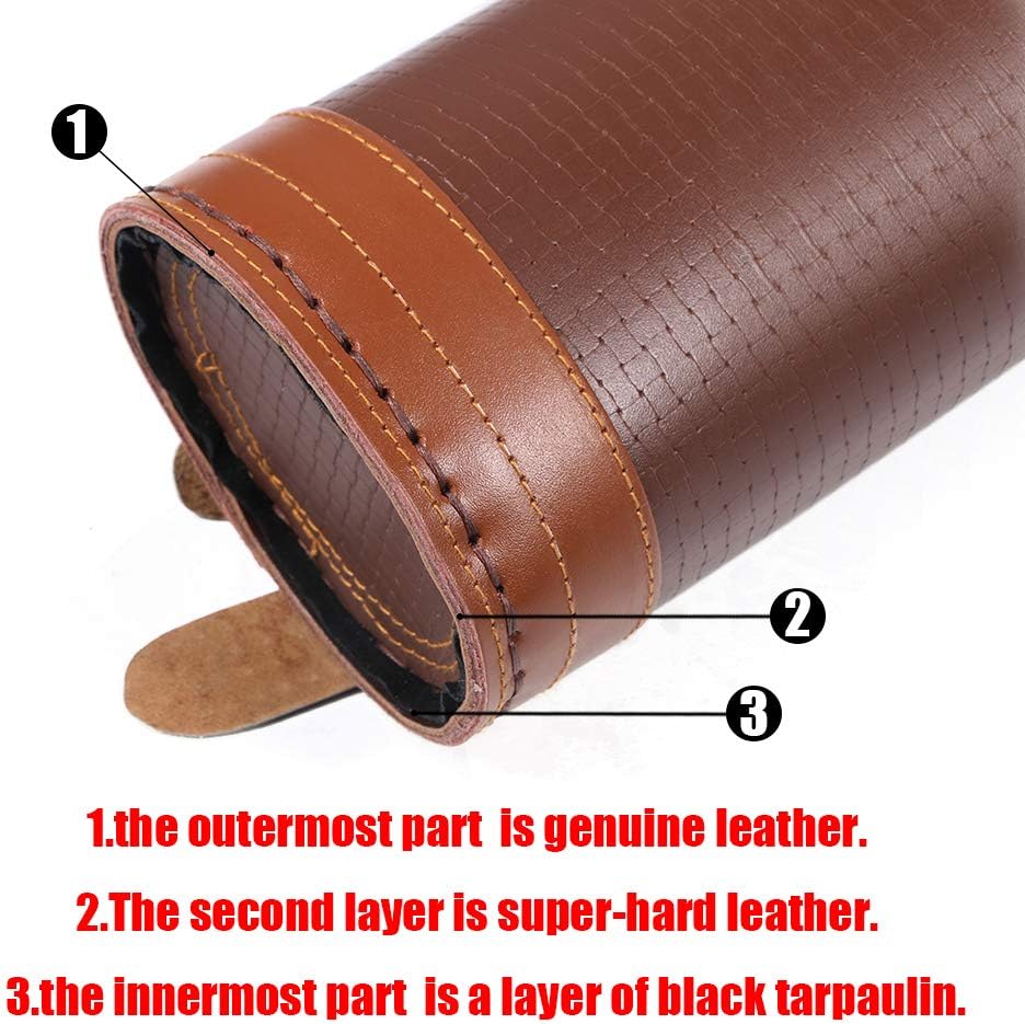 TOPARCHERY Traditional Shoulder Back Quiver Bow Leather Arrow Holder with Large Pouch Handmade Straps Belt Bag Brown