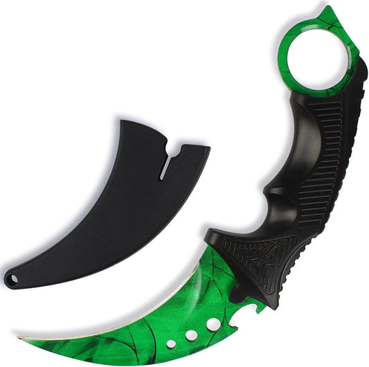 Andux Karambit with Holes Camping Hunting Tool with Cord ZD-02 (Grass Green)