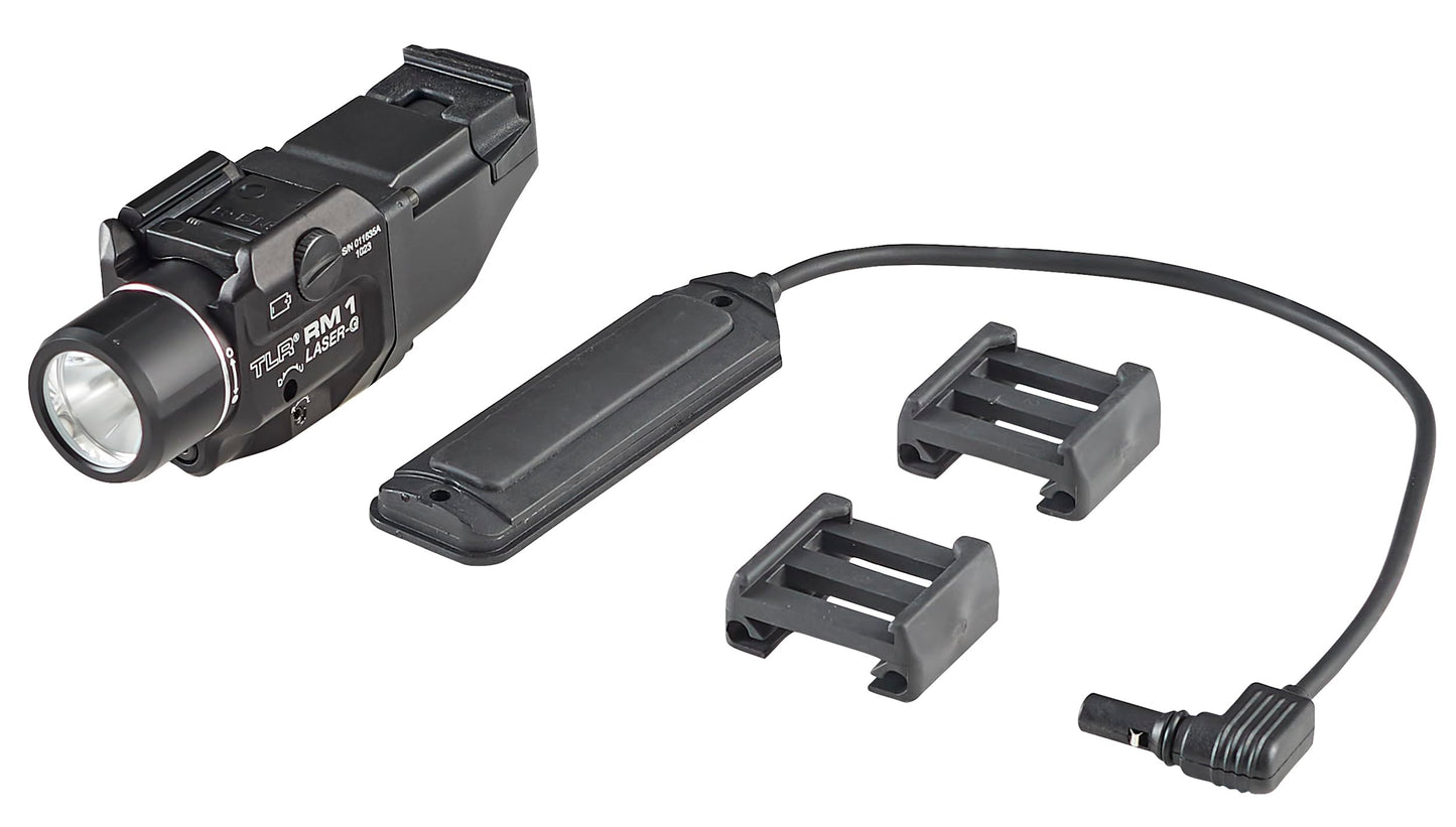 Streamlight 69443 TLR RM 1 G 500-Lumen Rail-Mounted Tactical Weapon Light with Integrated Green Aiming Laser, Remote Pressure Switch, and Key Kit, Black