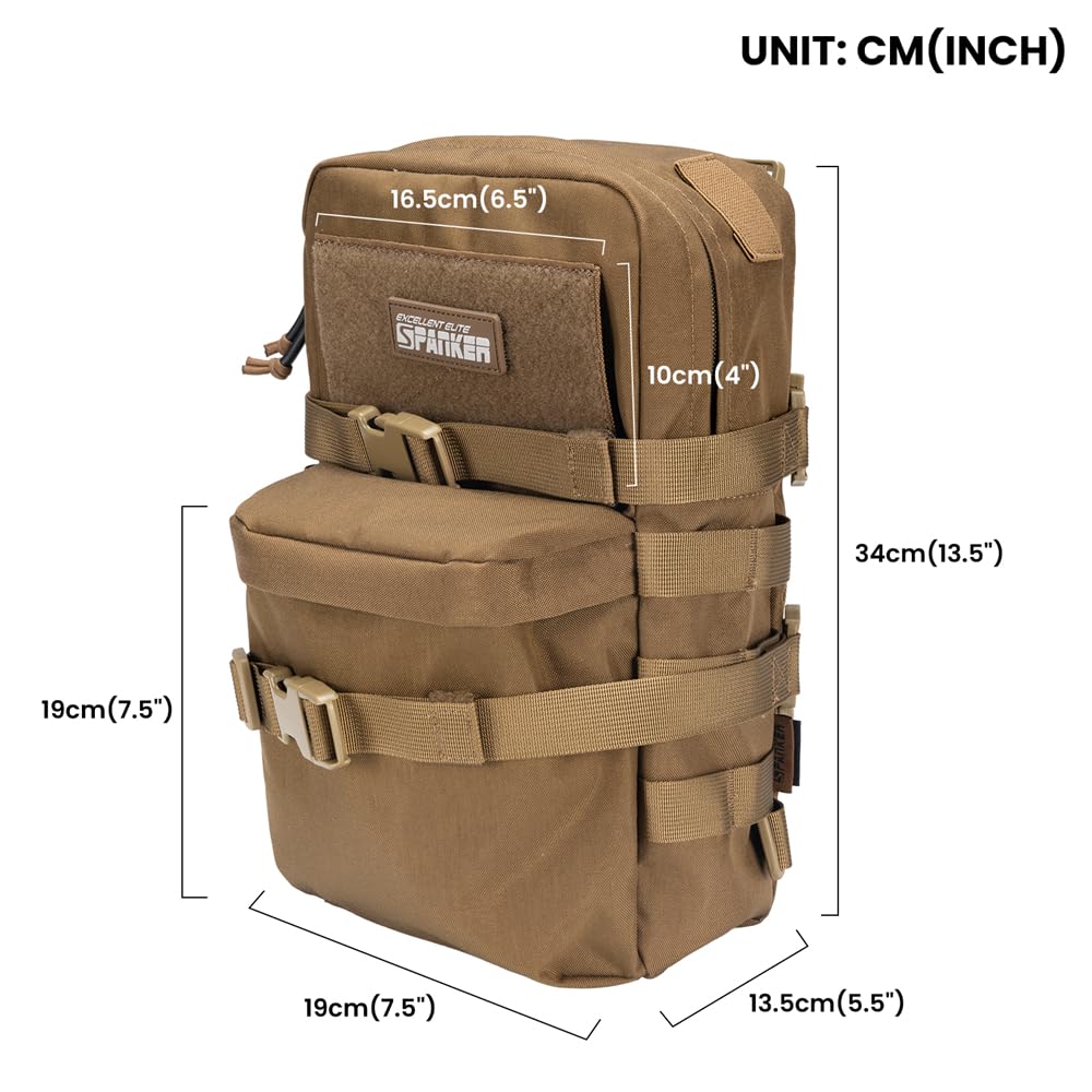 EXCELLENT ELITE SPANKER Tactical Small MOLLE Hydration Pack Water Bladder Carrier Pack for Tactical Vest Backpack Plate Carrier (Coyote Brown-Nylon)