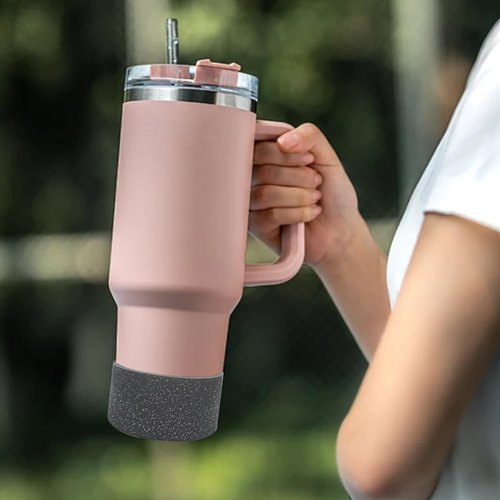 Protective Glitter Silicone Boot Bling Anti Slip Sleeve Water Bottle Sleeve Bottom Protector for Stanley Tumbler 20-40oz Hydro Flask 12-24oz and More Bottles Tumblers with 2.95in Bottom (Black)