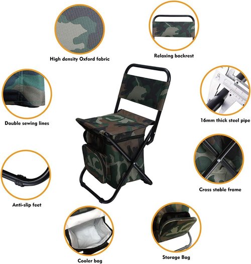 LEADALLWAY Fishing Chair with Cooler Bag and Fishing Chair with Cooler Bag
