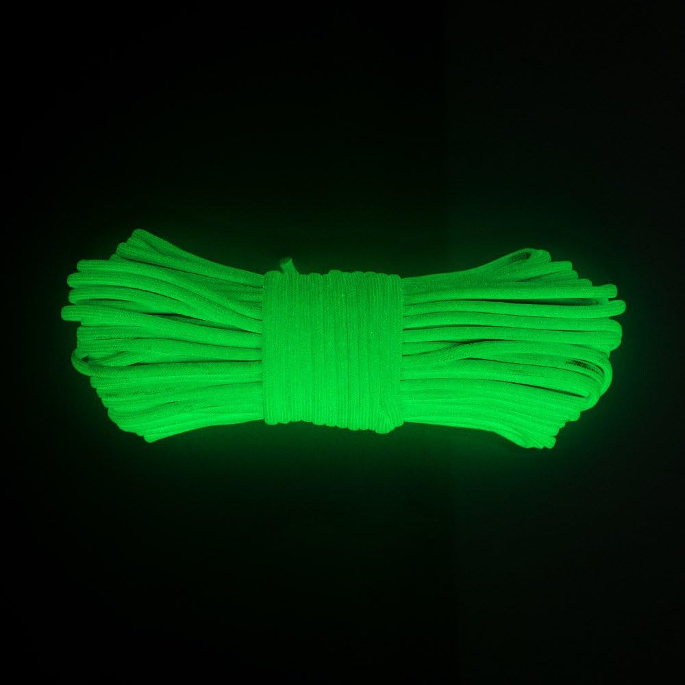 Glow in The Dark 550 Paracord - 100 Feet - 21 Strand - 10 Color Options