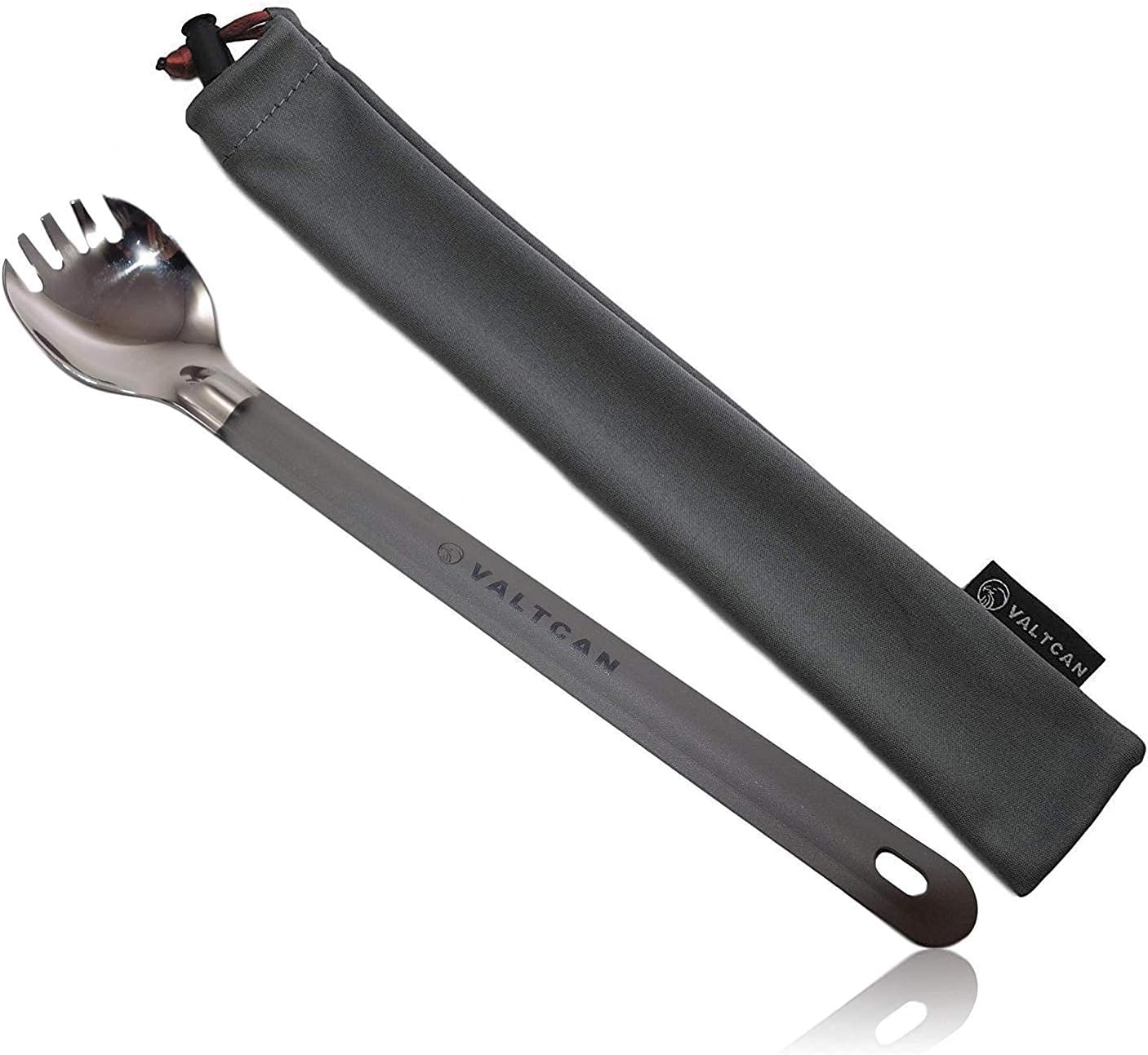 Valtcan Titanium Spork Long Handle Polished Bowl 9 inch 230mm Camping Backpacking Essential Utensil