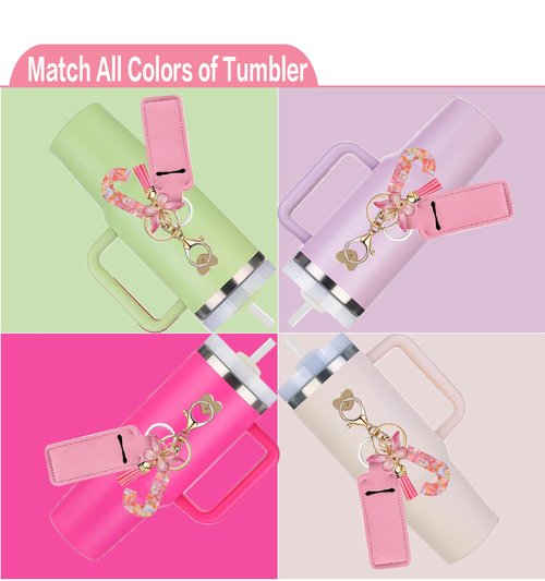 PAZLOG Letter Charm Accessories for Stanley Cup with Mini Hooks & Lipstick Chapstick Holder & Tassel Butterfly Cute Initial Name Id Keychain Compatible with Stanley Tumbler 40oz for Women Girls, J…