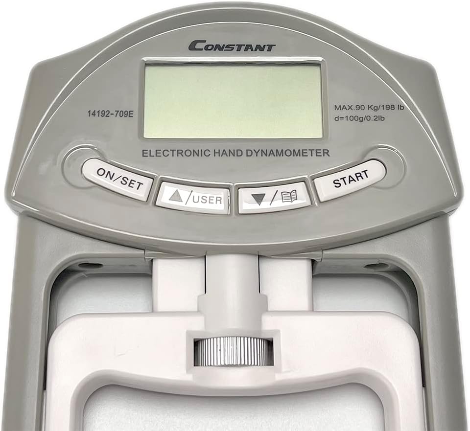 Constant 200 Lbs 90 Kgs Digital Hand Dynamometer Grip Strength Measurement Meter Auto Capturing Hand Grip Power (Grey)