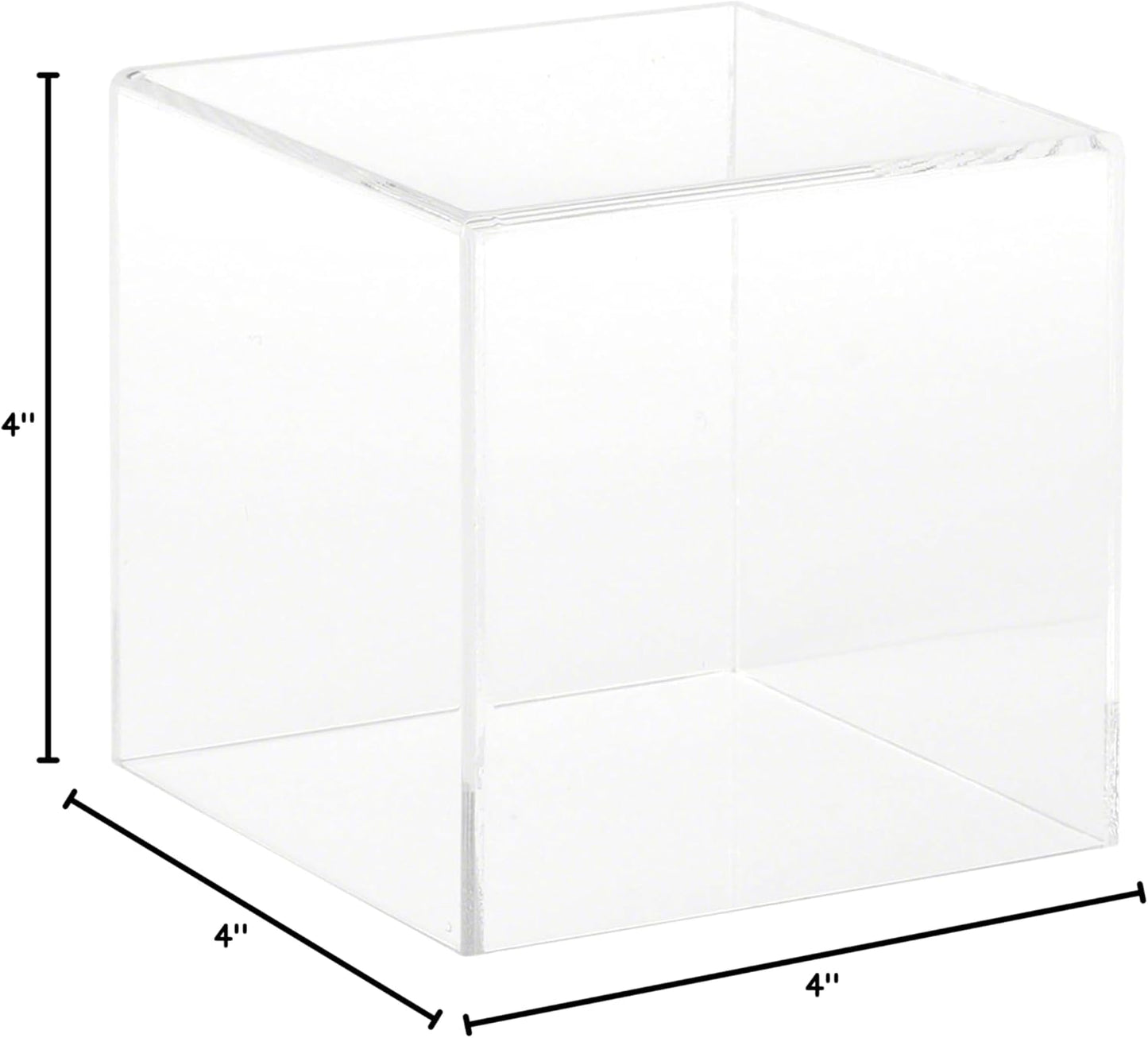 Plymor Clear Acrylic Display Case with Black Base, 4" x 4" x 4"
