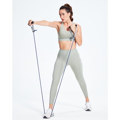 Resistance Tubes, Exercise Bands with Handles, Elastic Bands for Exercise, Physical Therapy Bands, Natural Rubber Tubing with Door Anchor for Lower Pilates, at-Home Workout, 25 Feet (Silver)
