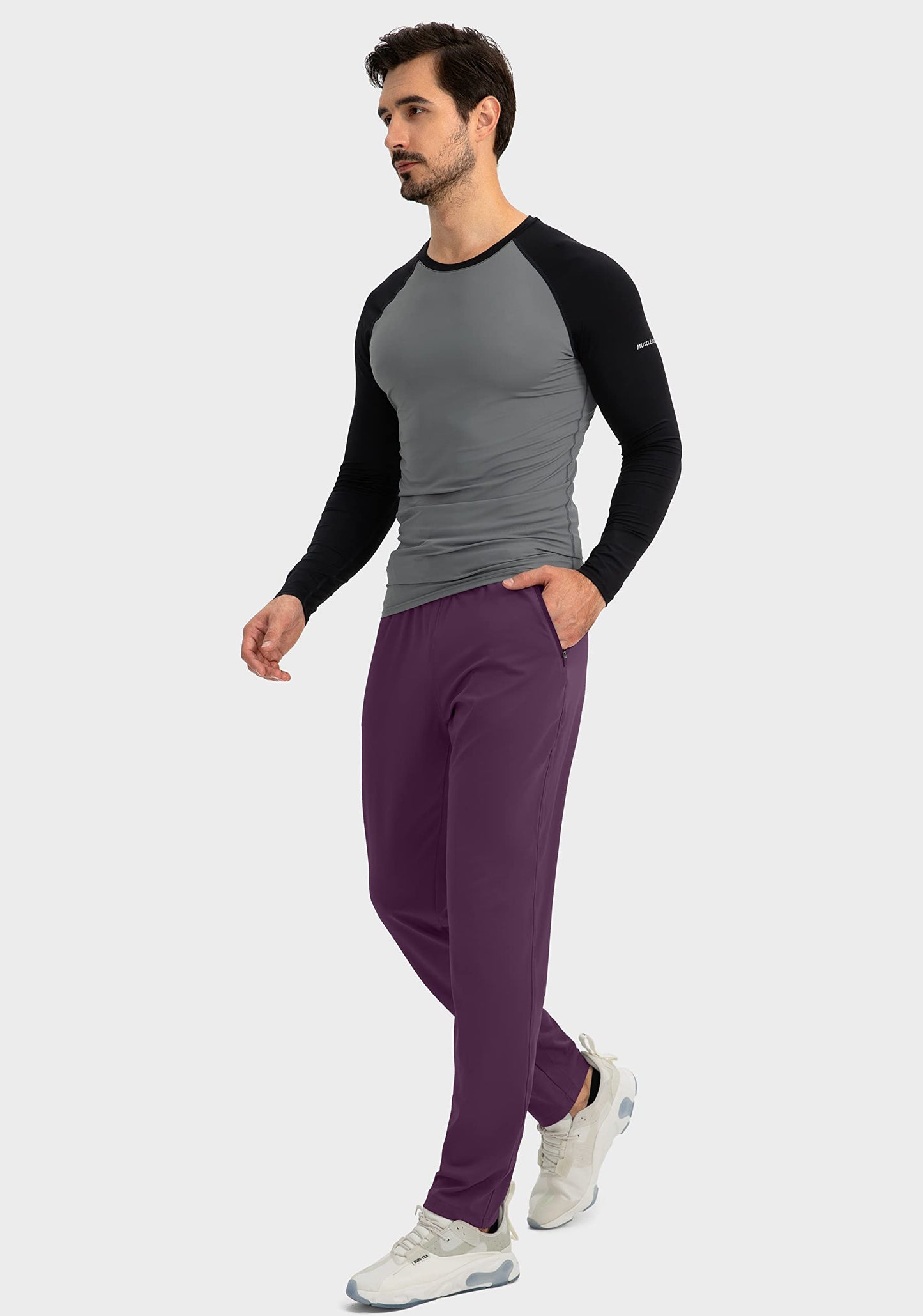 G Gradual Men's Sweatpants with Zipper Pockets Tapered Joggers for Men Athletic Pants for Workout, Jogging, Running (Wine Red, 3X-Large)