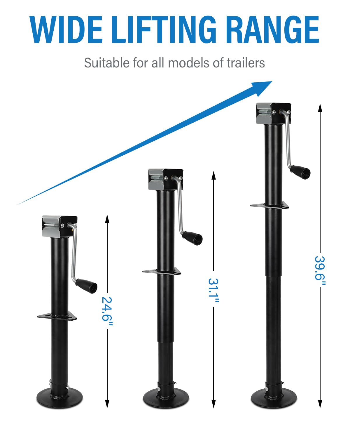 FAHKNS 5000 lbs A-Frame Trailer Jack, 15" Lift Adjustable Drop Leg Side Wind RV Tongue Trailer Jack, Heavy Duty for Utility, Camper, RV, Trailer, Boat