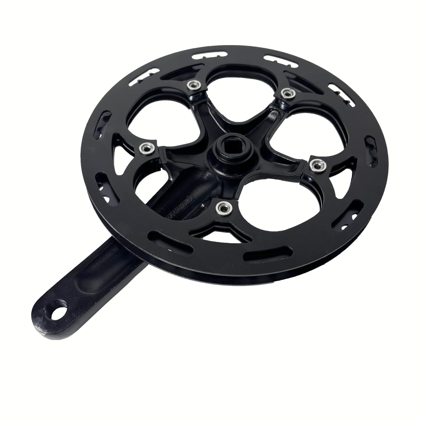 AUTES Single Speed Bike Crankset 52T/170mm/130mmBCD Alum Double Chainring Guard Square Hole Crank Arm Set for City Bike/Electric Bike/Road Bikes/MTB/Folding Bicycle