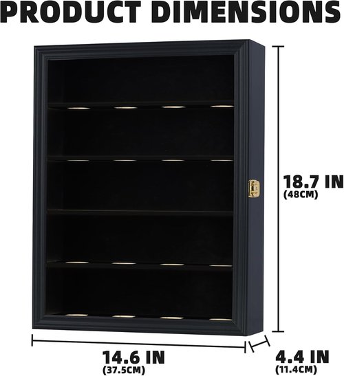 Hockey Puck Display Case Baseball Display Wall Cabinet Acrylic Door Pro 98% UV Protection Pucks not inlcuded, Great for Sport Memorabilia Display