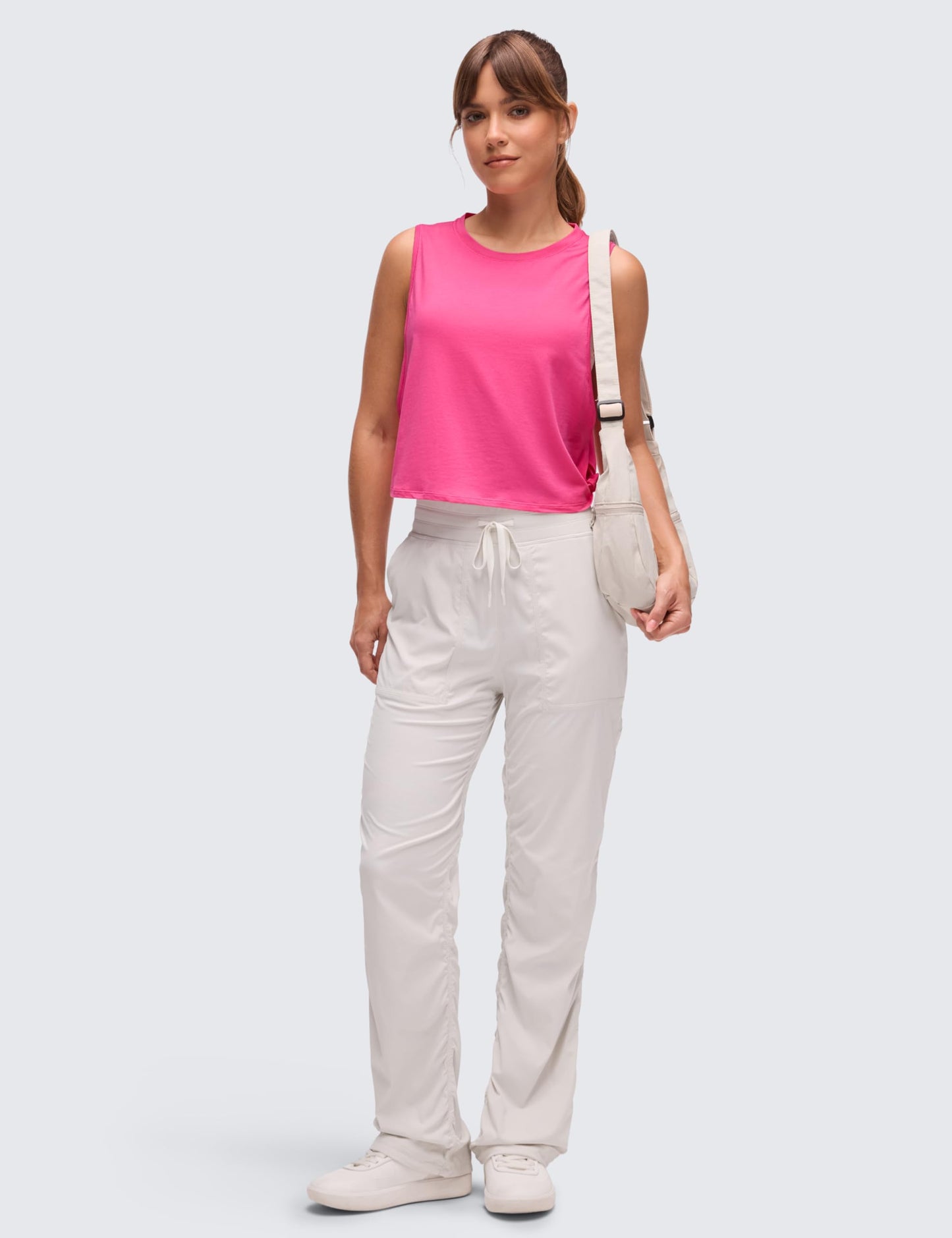 CRZ YOGA Pima Cotton Large Armhole Tank Tops for Women - Workout Sport Athletic Yoga Running Gym Loose Crop Sleeveless Shirts Sonic Pink XX-Small