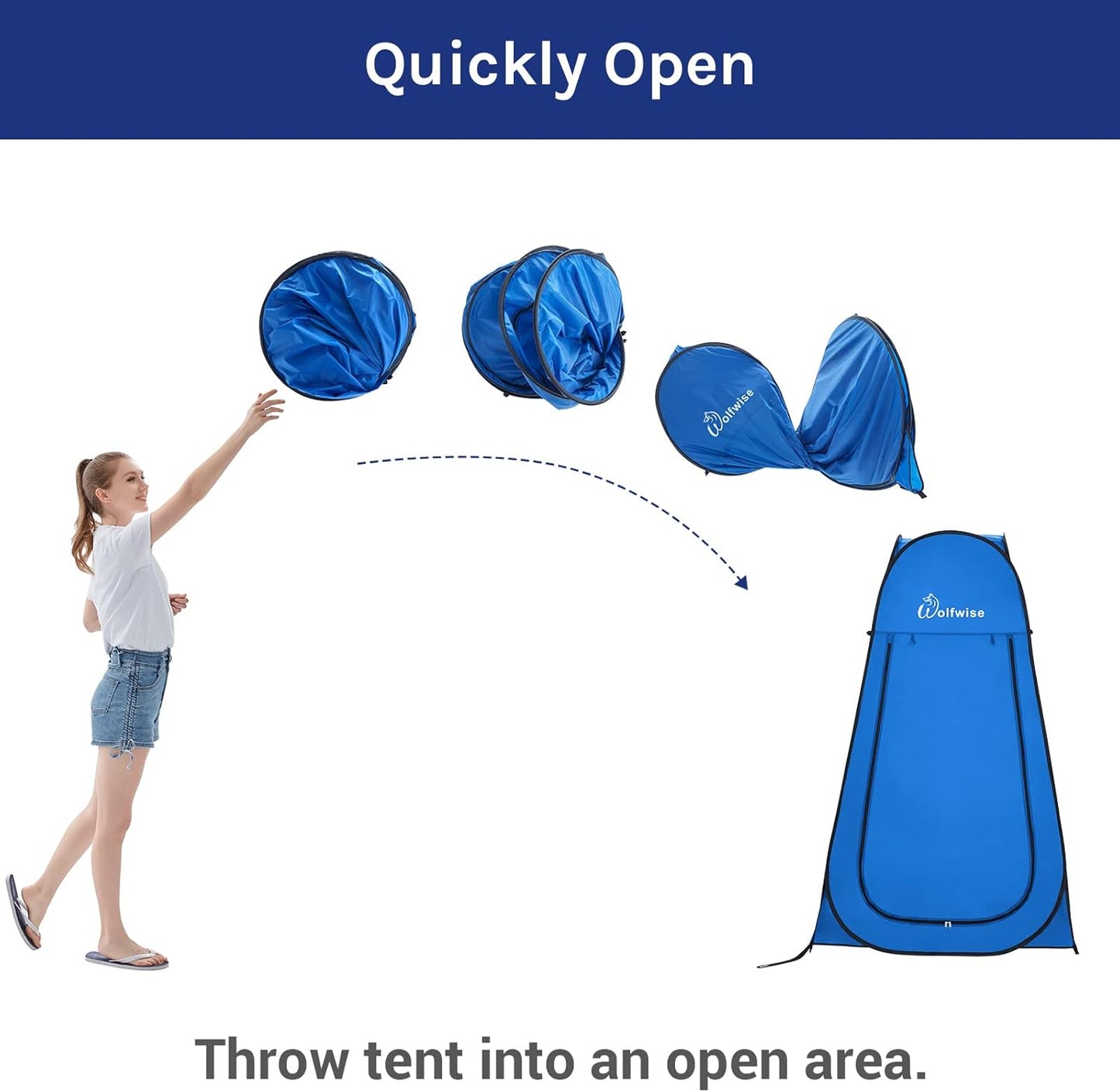 Wolfwise Pop Up Changing Tent for Beach, Camping Portable Shower Tents, Outdoor Privacy Bathroom, Change Dressing Clothes Porta Potty Tent Pop Up Instant for Camp, Toilet, Blue