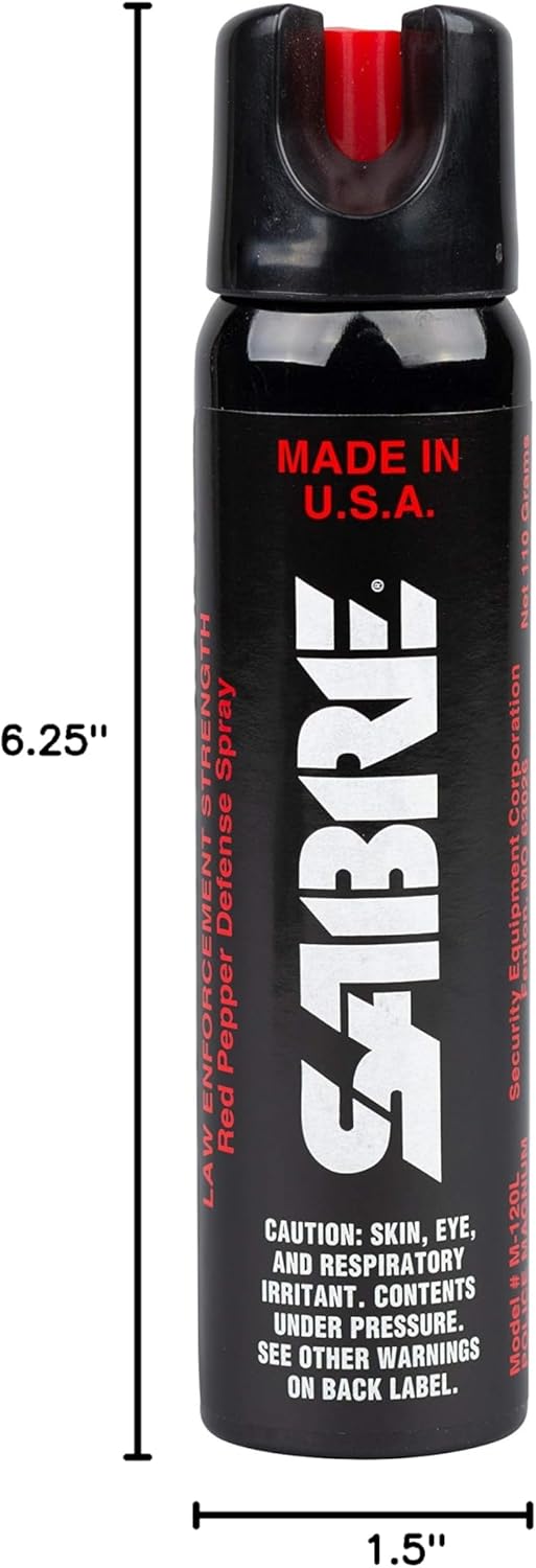 SABRE Magnum 120 3-In-1 Defense Spray, 35 Bursts, 12-Foot (4-Meter) Range, Triple Protection Formula Contains Pepper Spray, CS Military Gas and UV Marking Dye, Extra Large 92.4 Gram Canister