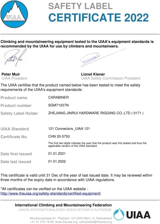 Auto Locking Carabiner 25kN UIAA Certified – Heavy Duty Climbing Carabiner for Rappelling, Hammock, Rescue, Swing, Dog Leash, Safety Gear, Outdoor Equipment