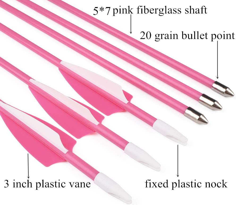 Archery Youth 24 26 Inch Fiberglass Archery Targeting Arrows for Youth Practise Recurvebow Compound Bow Shooting