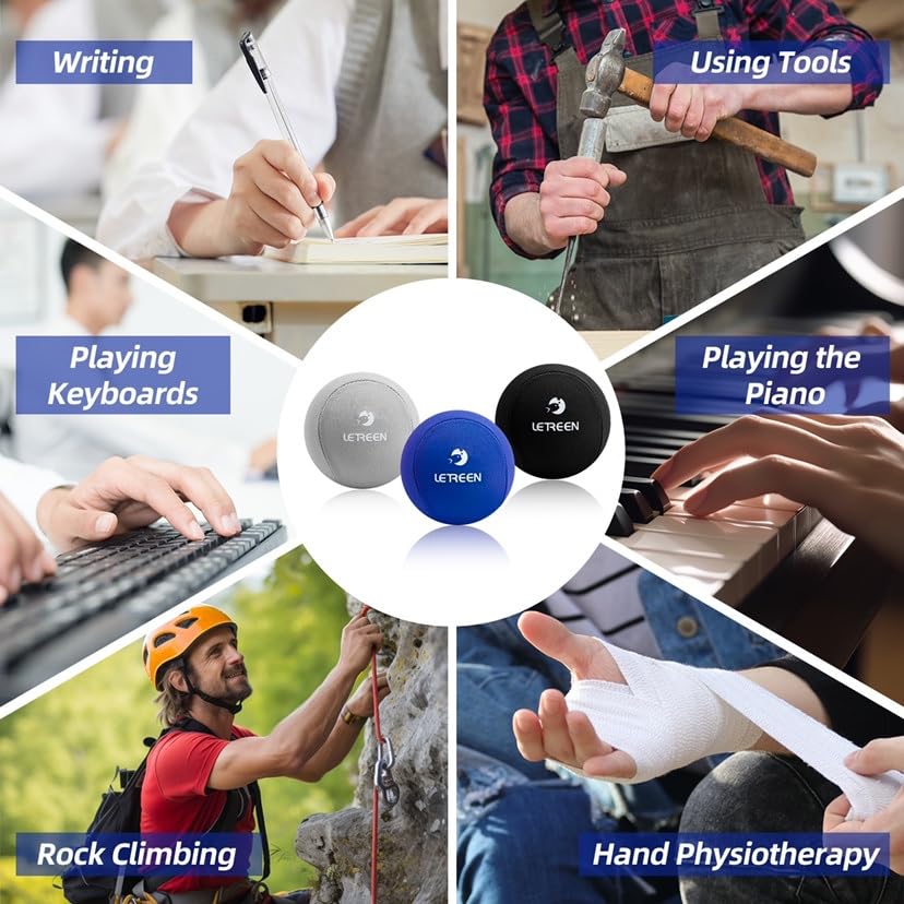LETREEN Stress Ball, Tri-Density Stress Balls for Adults & Grip Strengthening, Squeeze Balls for Hand Therapy, Squishy Stress Ball, Hand Strengthener Ball, Hand Balls for Therapy