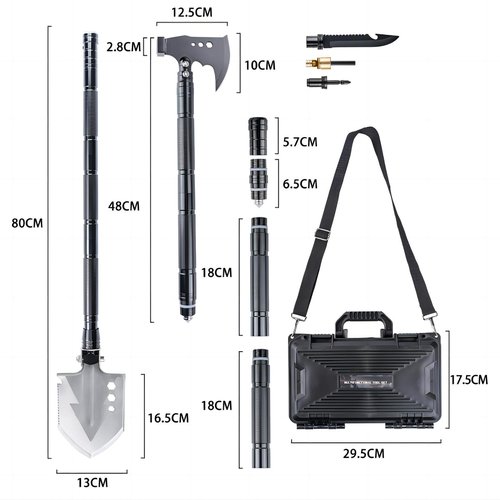 Camping Shovel Axe Outdoor Survival Shovel Set, Multifunctional Folding Tactical Shovel Hatchet Combo, High Carbon Steel Camping Equipment for Hiking Camping Hunting