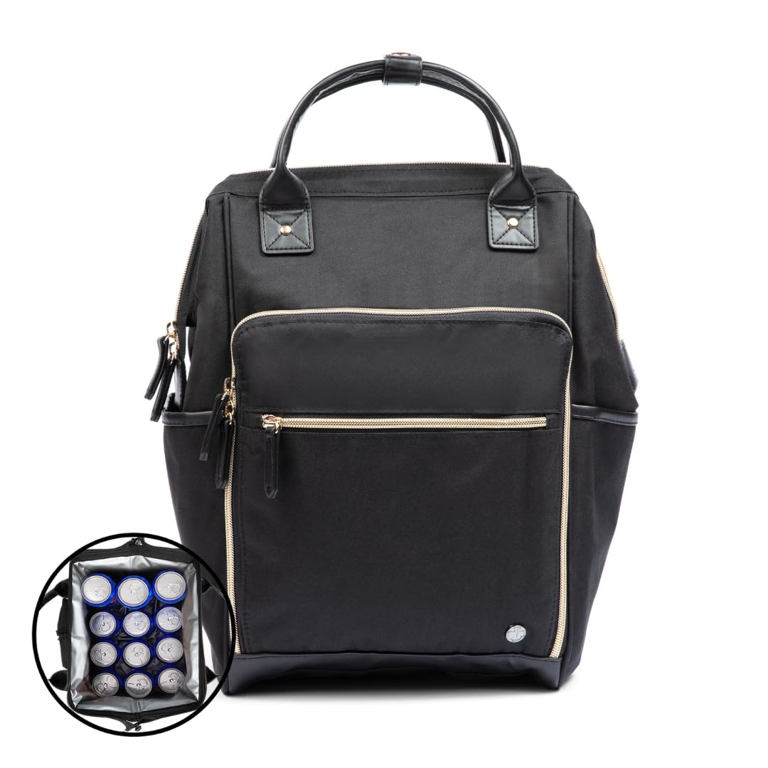 First Lifesaver Backpack Cooler, Lunch Bag with Insulated Leak-Proof Thermal for Women, Nurses, Nursing Students (Black Gold)