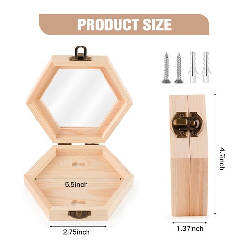 BiJun Wooden Hexagon Medal Hanger Display Case,Shadow Box for Medals Race Medal Display for Sports Medals, Track & Field,Races, Running, Marathons (3pc)