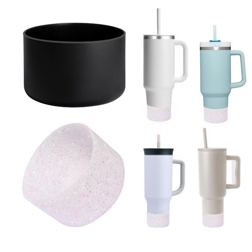 TFAK Protective Silicone Cup Boot for Stanley Quencher Tumbler 20 oz 30 oz 40 oz & IceFlow 20oz 30oz & Hydro Flask Water Bottle 12-24oz - Cup Bottom Boot - Anti-Slip Bottle Bottom Sleeve Cover