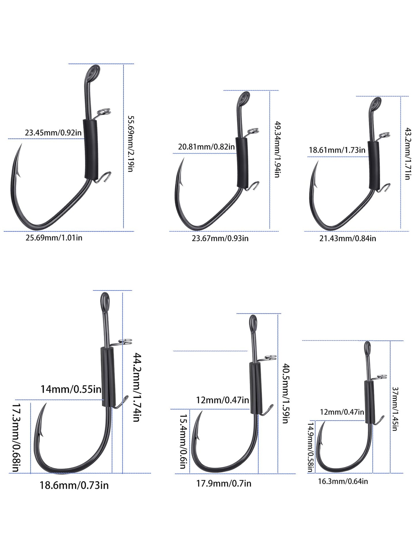 Fishing Hooks Set with Rubber Bands, 15/30 PCS Carbon Steel Barbed Hooks, 2 Sizes, for Catfish and Bass
