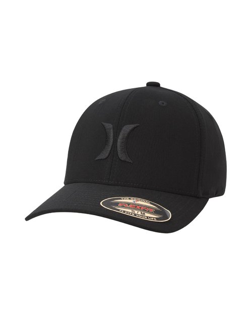 Hurley Men's Caps - One & Only Flexfit Textures Cap - Fitted Hats for Men, S-XL, Size Small-Medium, Black (Black)
