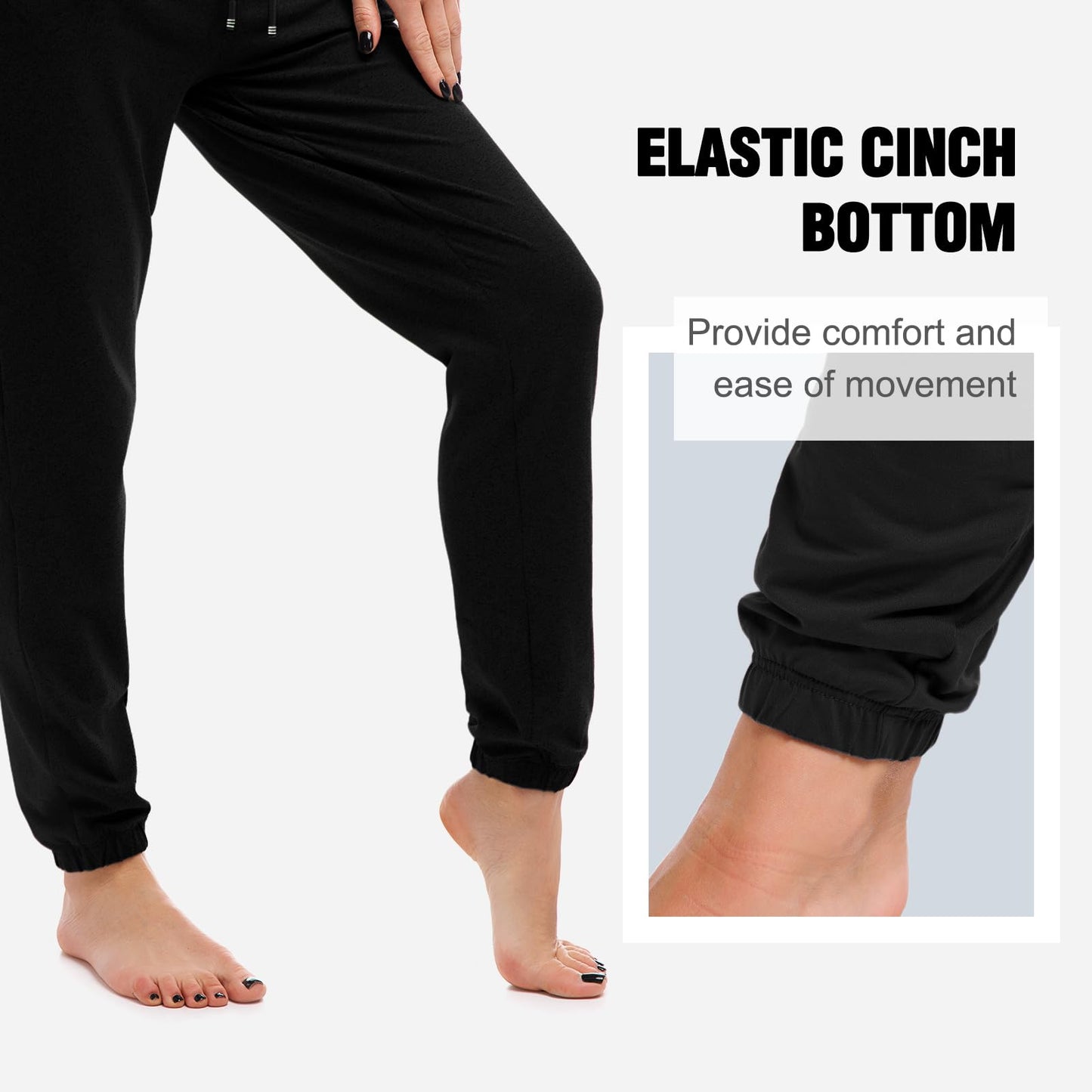 SINOPHANT Joggers for Women with Pockets Drawstring Sweatpants for Lounge Gym Yoga Black S