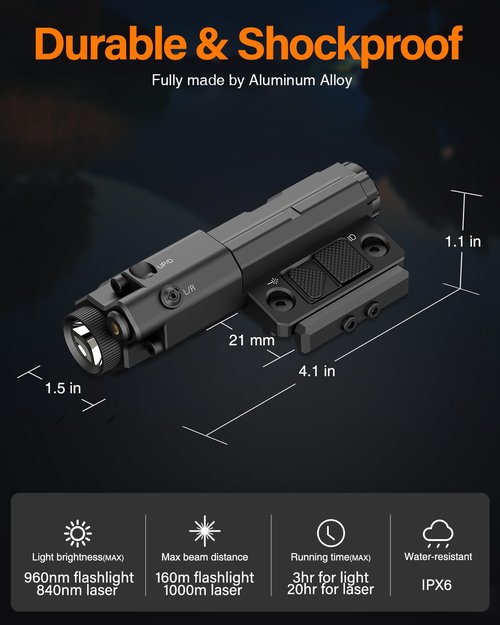 Mlok Picatinny Mounted 940nm IR Illuminator Flashlight IR Laser Combo for Night Vision Scope, Rechargeable Infrared Scope Hunting Light for Night Vision Optics (Must be Used with Night Vision Devices)