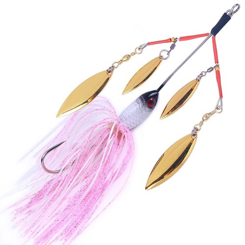 SEASHARK Fishing Lure Jig Head Skirts,Spinner Baits for Bass Fishing 5Pcs/lot, 0.77Oz/pcs, Blade Spinner, Lures Spinners Spoon Bait, Spinner Baits for Bass Fishing Trout Fishing Tackle