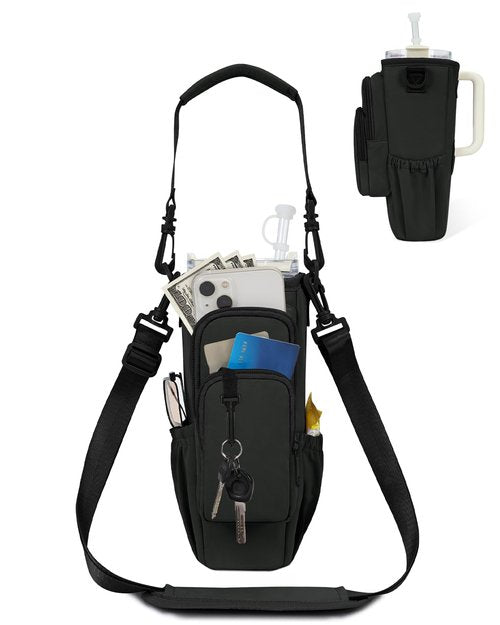 sportsnew Water Bottle Carrier Bag with Phone Pocket for Stanley Brumate era 40oz Accessories Insulated Water Bottle Holder Pouch with Strap Stanley Cup Sling Bag with Straw Cover for Crossbody