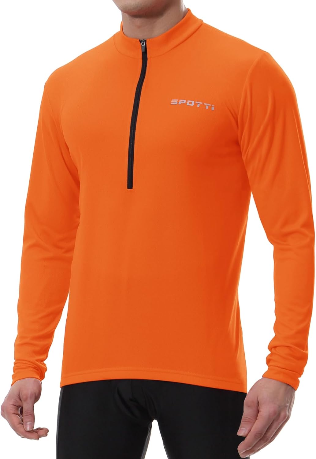Spotti Men's Cycling Bike Jersey Long Sleeve with 3 Rear Pockets - Moisture Wicking, Breathable, Quick Dry Biking Shirt