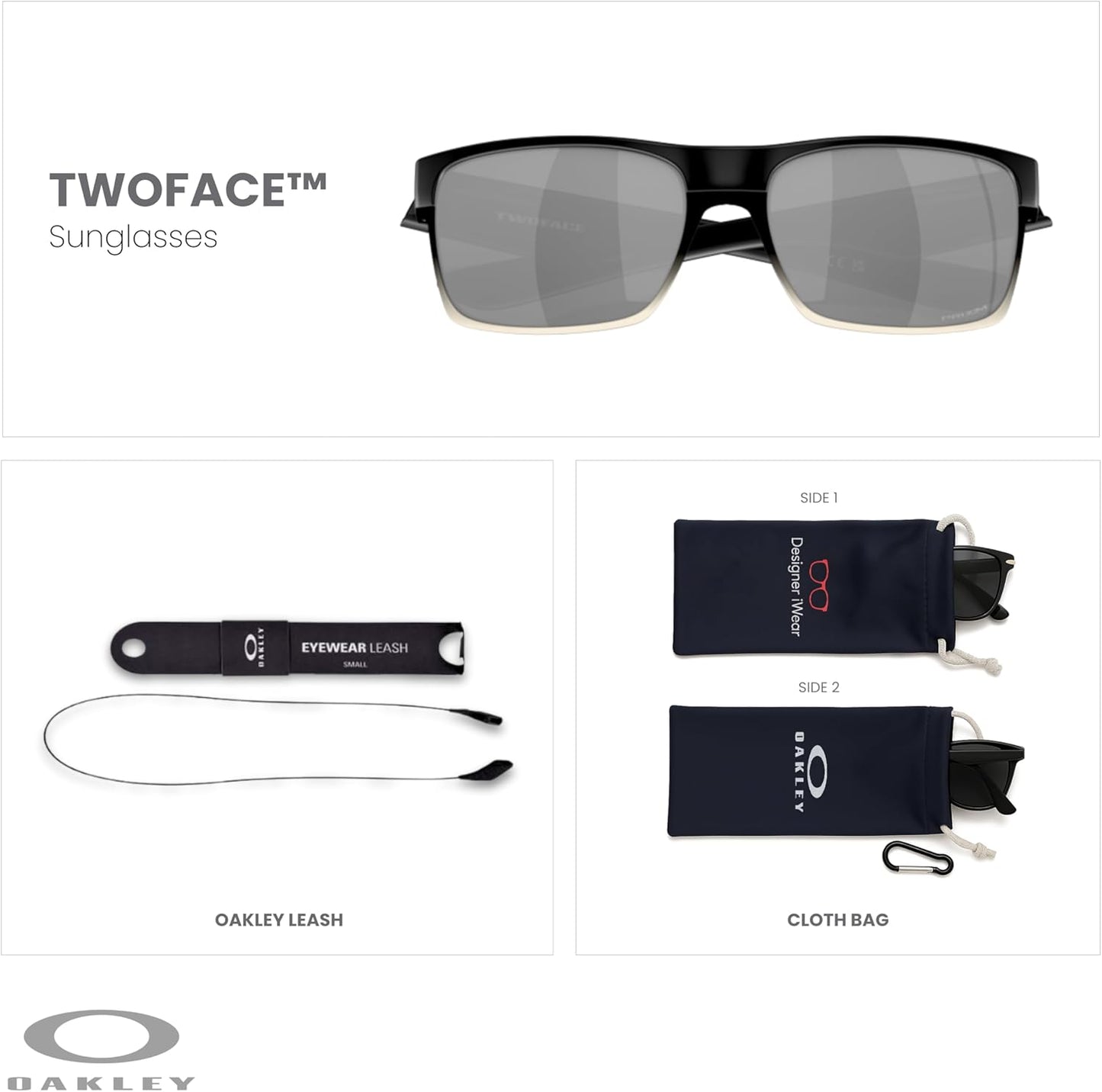 OAKLEY Twoface OO9189 Square Sunglasses For Men+ Bundle Accessory Leash Kit, Microfiber Pouch