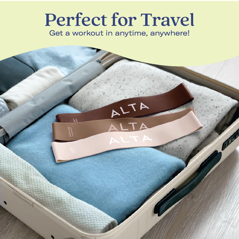 ALTA Mini Loop Bands for Exercise - Premium Durable Latex - Small Resistance Bands for Women, Booty Bands for Working Out, Leg Stretch Loops for Physical Therapy, Pilates Exercise Mini Bands Set