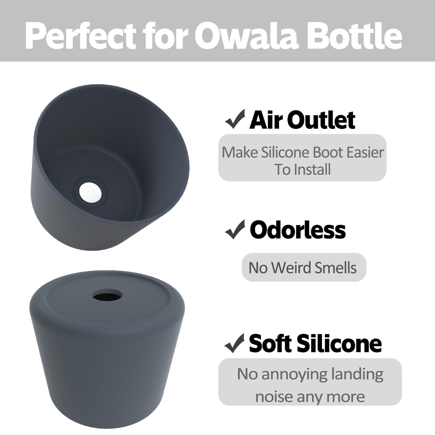 AESKEIA 2PCS Silicone Water Bottle Boot for Owala 24oz 32oz 40oz,Anti-Slip Protective Sleeve Bottom Bumper Protector for FreeSip, Twist, and Flip Stainless Steel Water Bottles (Grey, 24oz)